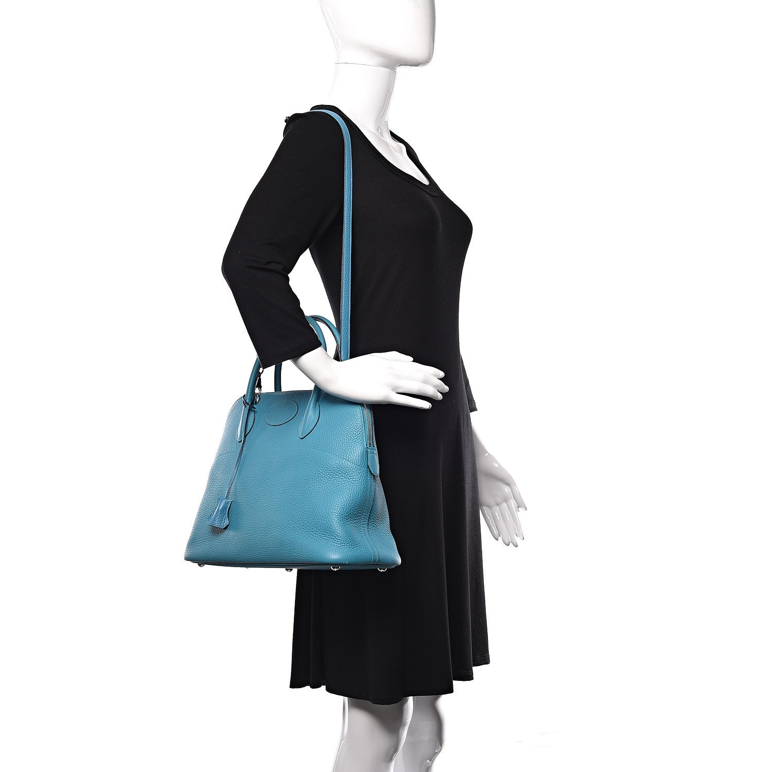 Hermes Taurillon Clemence Bolide 35 Turquoise 2 of 15