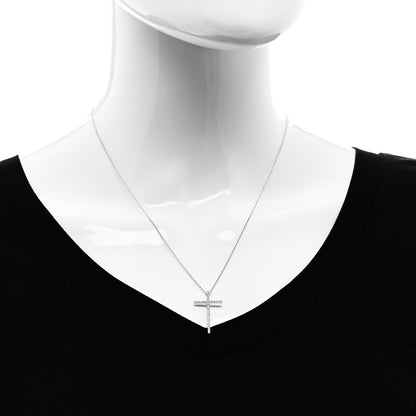 Tiffany 18K White Gold Diamond Metro Cross Pendant Necklace 2 of 6