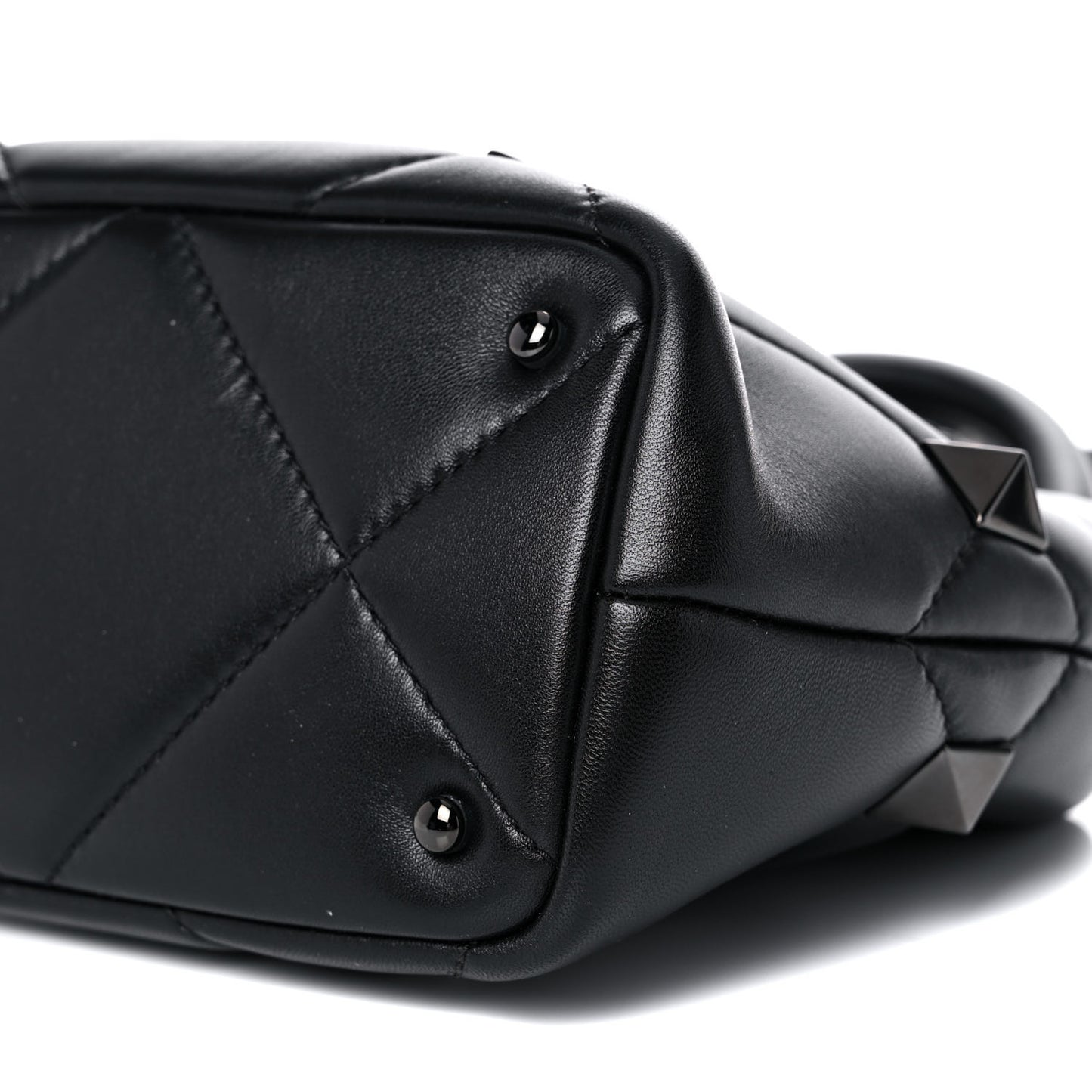Nappa Monochrome Small Roman Stud The Handle Bag Black
