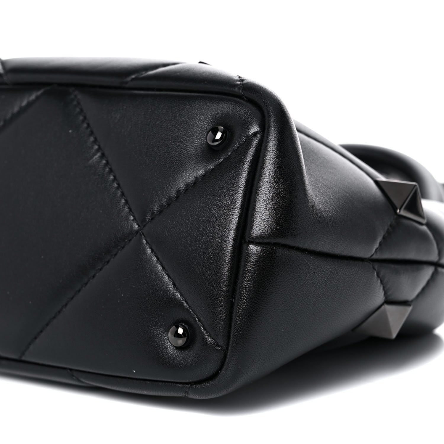 Valentino Garavani Nappa Monochrome Small Roman Stud The Handle Bag Black 9 of 11