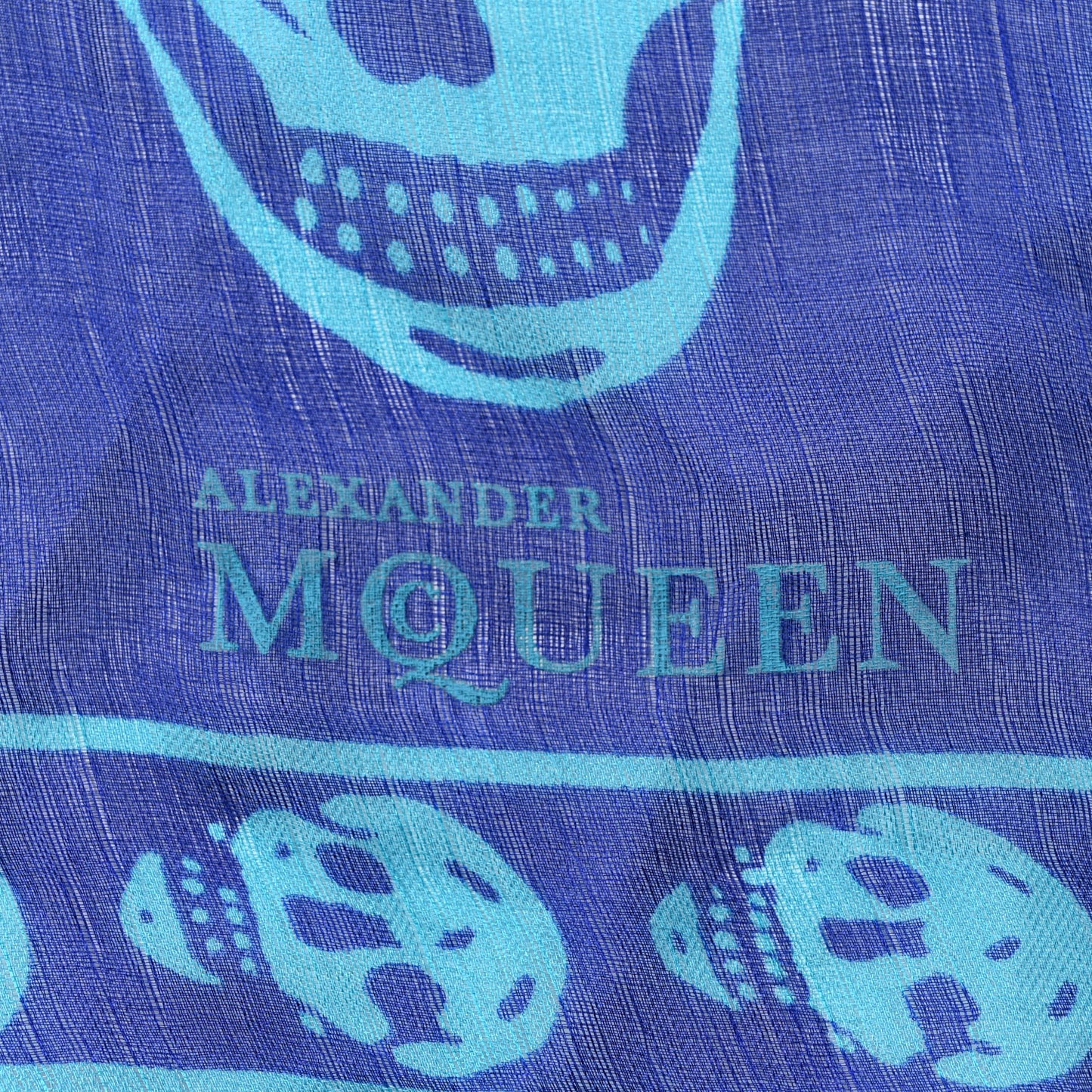 Silk Chiffon Skull Scarf Blue Turquoise