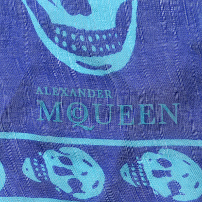 Alexander McQueen Silk Chiffon Skull Scarf Blue Turquoise 2 of 6