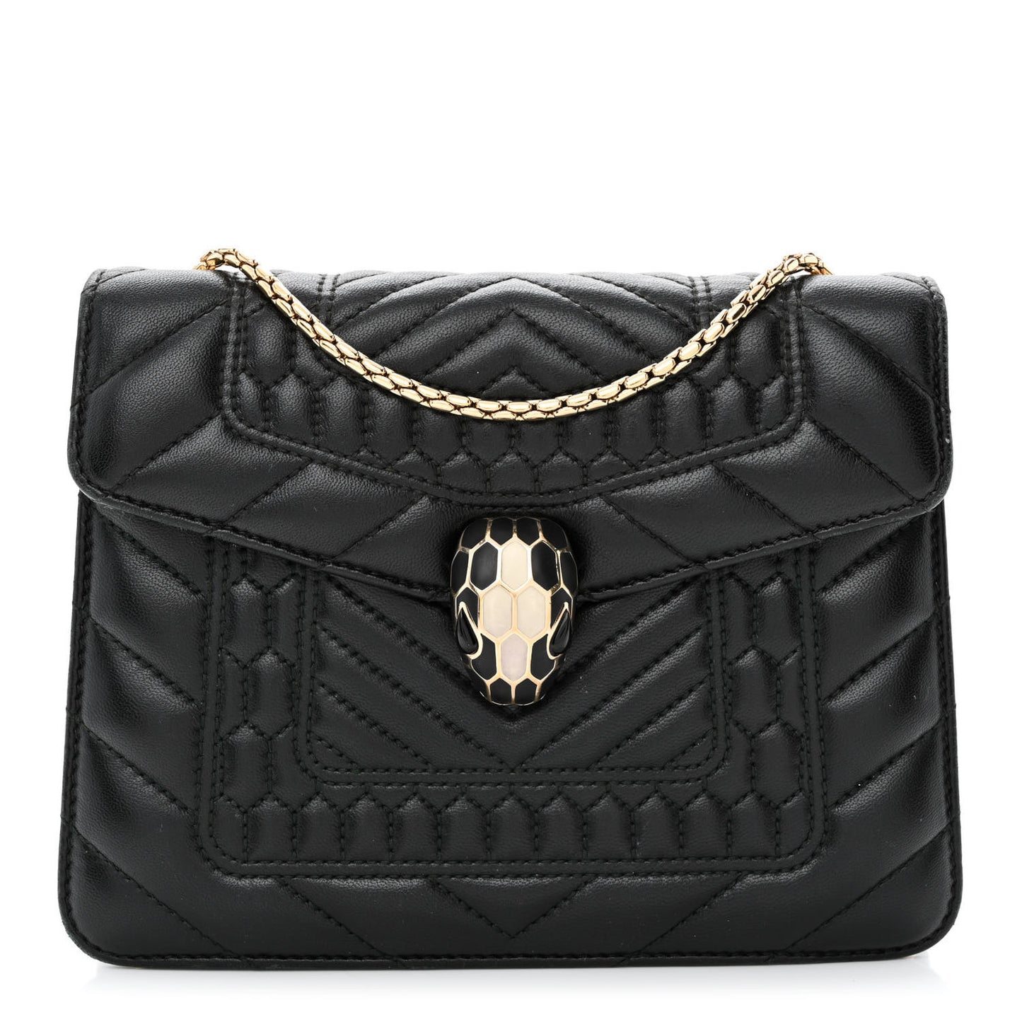 Calfskin Quilted Serpenti Forever Shoulder Bag Black