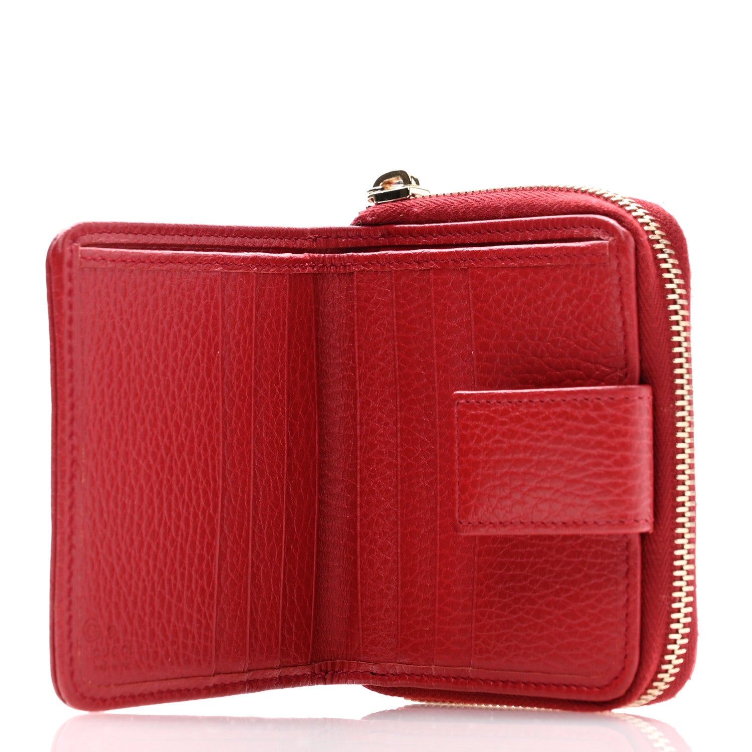 Gucci Monogram Dollar Calfskin Zip Around French Flap Wallet Beige Ebony Rosso 5 of 9