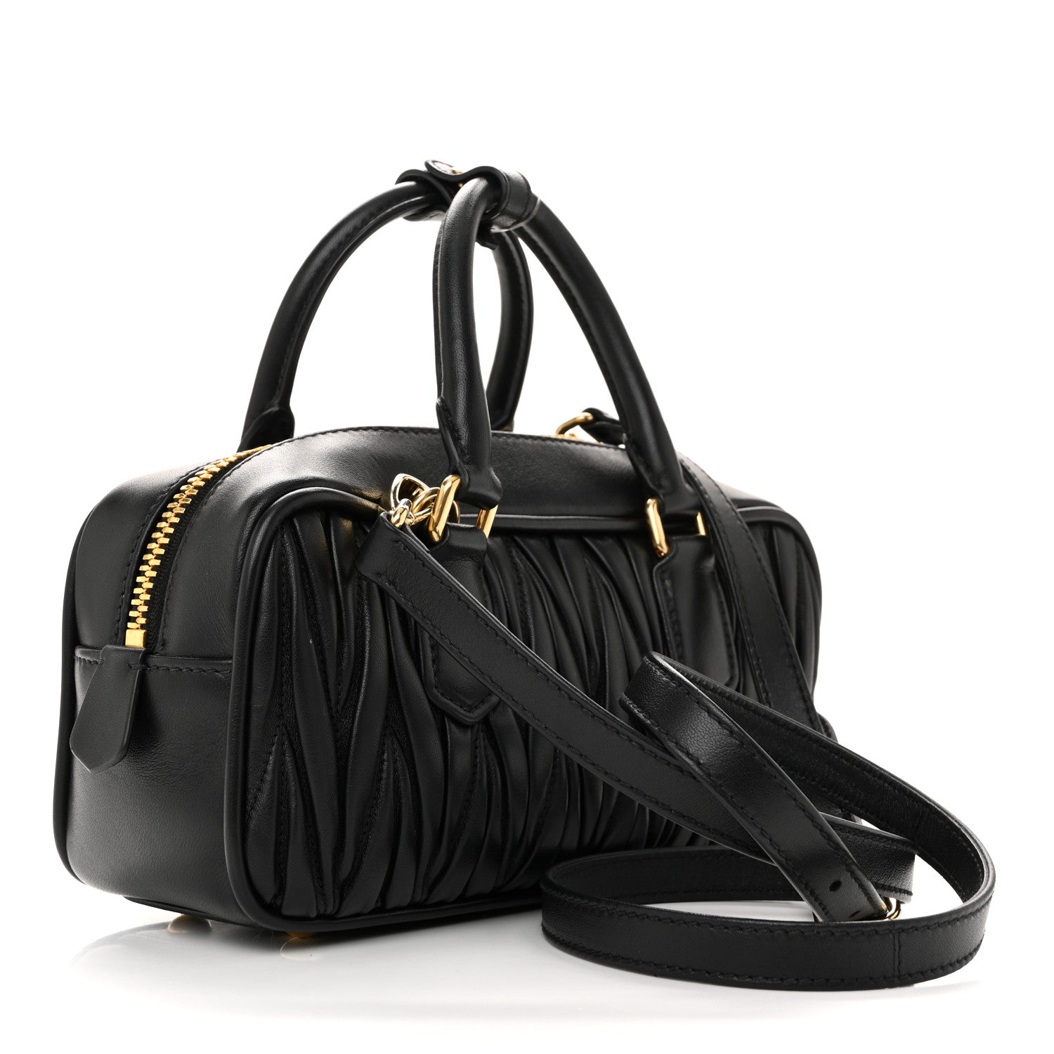 Miu Miu Nappa Matelasse Regular Arcadie Top Handle Bag Black 5 of 17