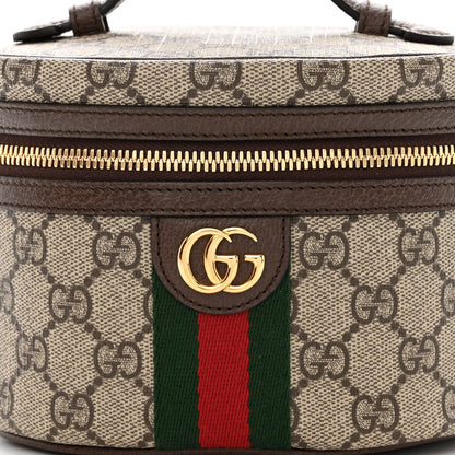 Gucci GG Supreme Monogram Textured Calfskin Web Ophidia Vanity Cosmetic Case Beige Ebony New Acero 8 of 11