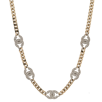 Chanel Crystal Chain CC Link Choker Gold Silver 1 of 6