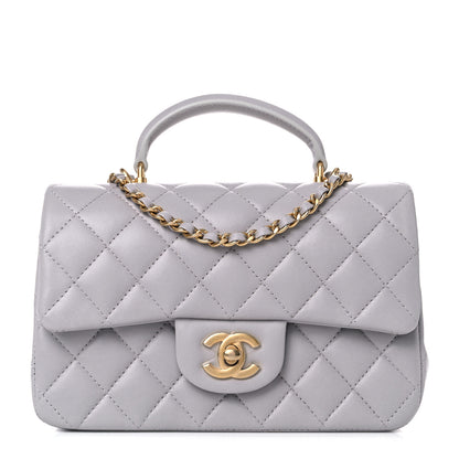 Chanel Lambskin Quilted Mini Top Handle Rectangular Flap Grey 1 of 10
