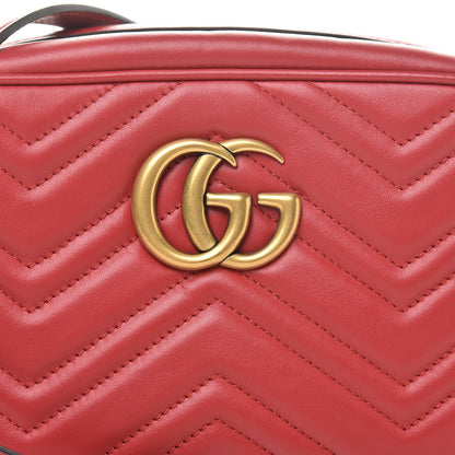 Gucci Calfskin Matelasse Small GG Marmont Chain Shoulder Bag Hibiscus Red 8 of 11