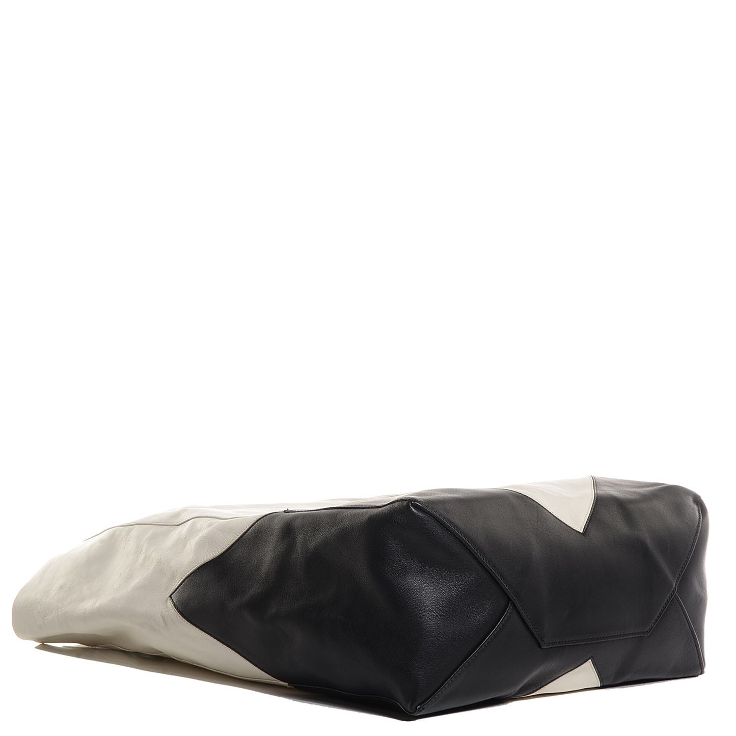 Lambskin Vertical Bi-Color Coeur Cabas Black White