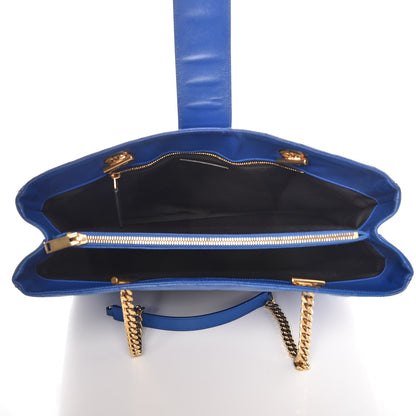 Saint Laurent Grain De Poudre Matelasse Chevron Monogram Shopping Bag Blue Majorelle 5 of 12