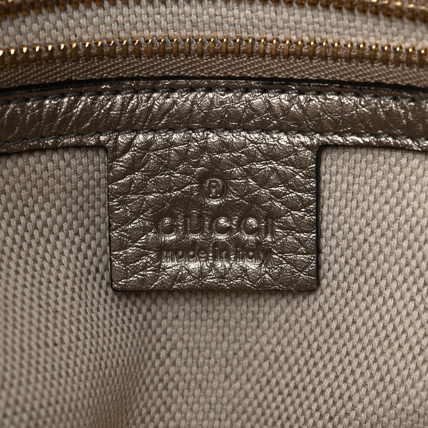 Gucci Metallic Pebbled Calfskin Medium Soho Chain Shoulder Bag Golden Beige 6 of 11