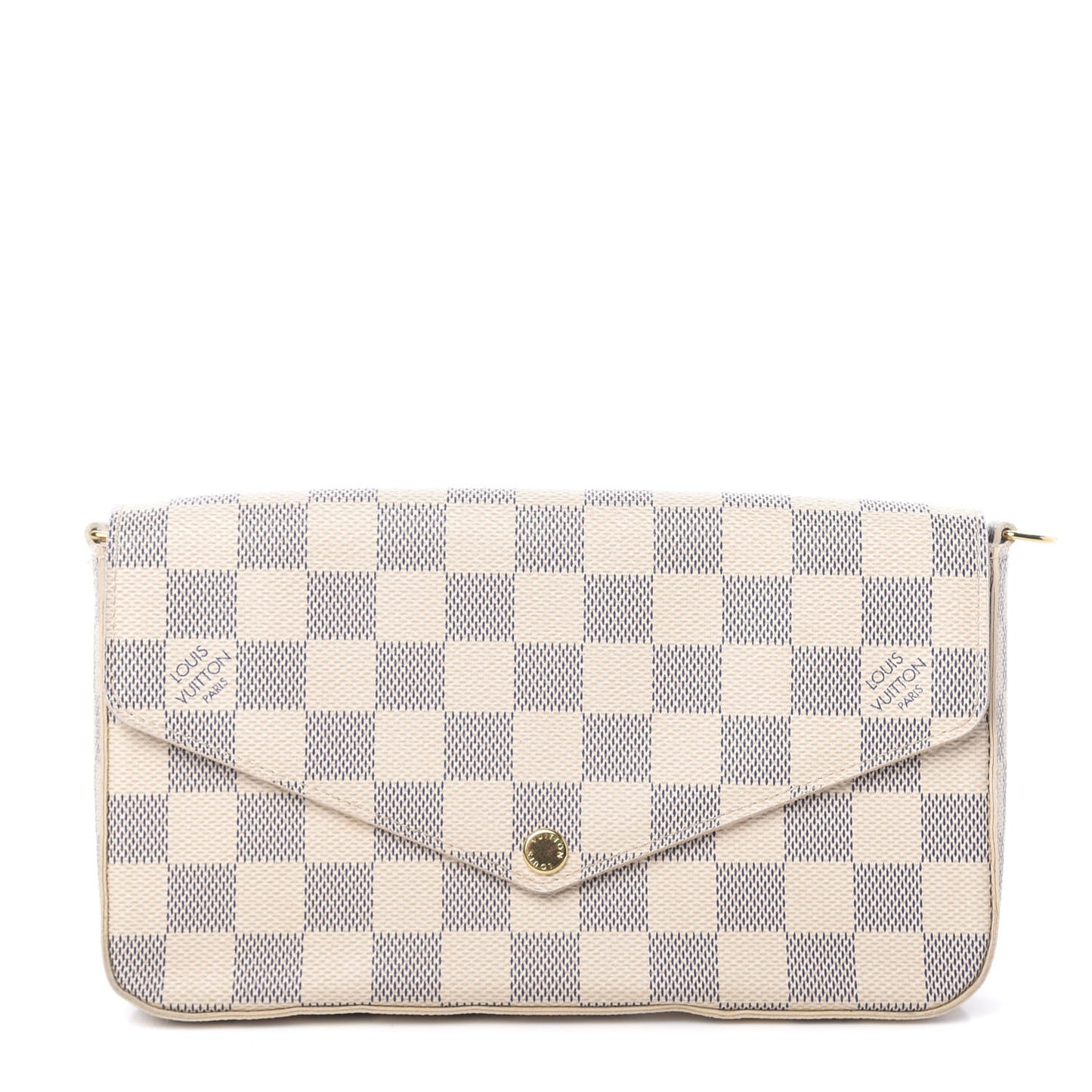Damier Azur Pochette Felicie Chain Wallet Rose Ballerine