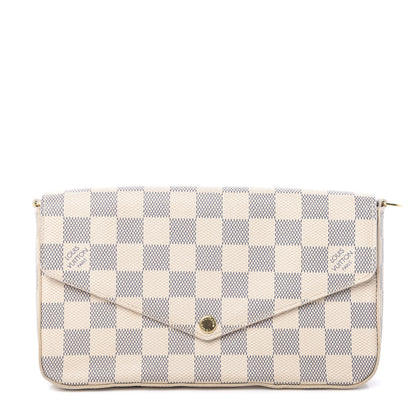 Louis Vuitton Damier Azur Pochette Felicie Chain Wallet Rose Ballerine 1 of 13