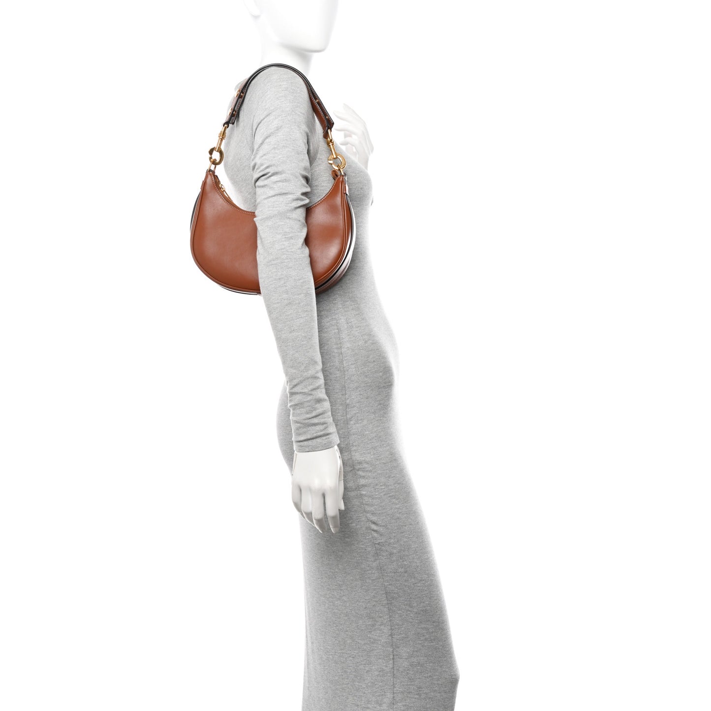 Smooth Calfskin Medium Strap Ava Shoulder Bag Tan