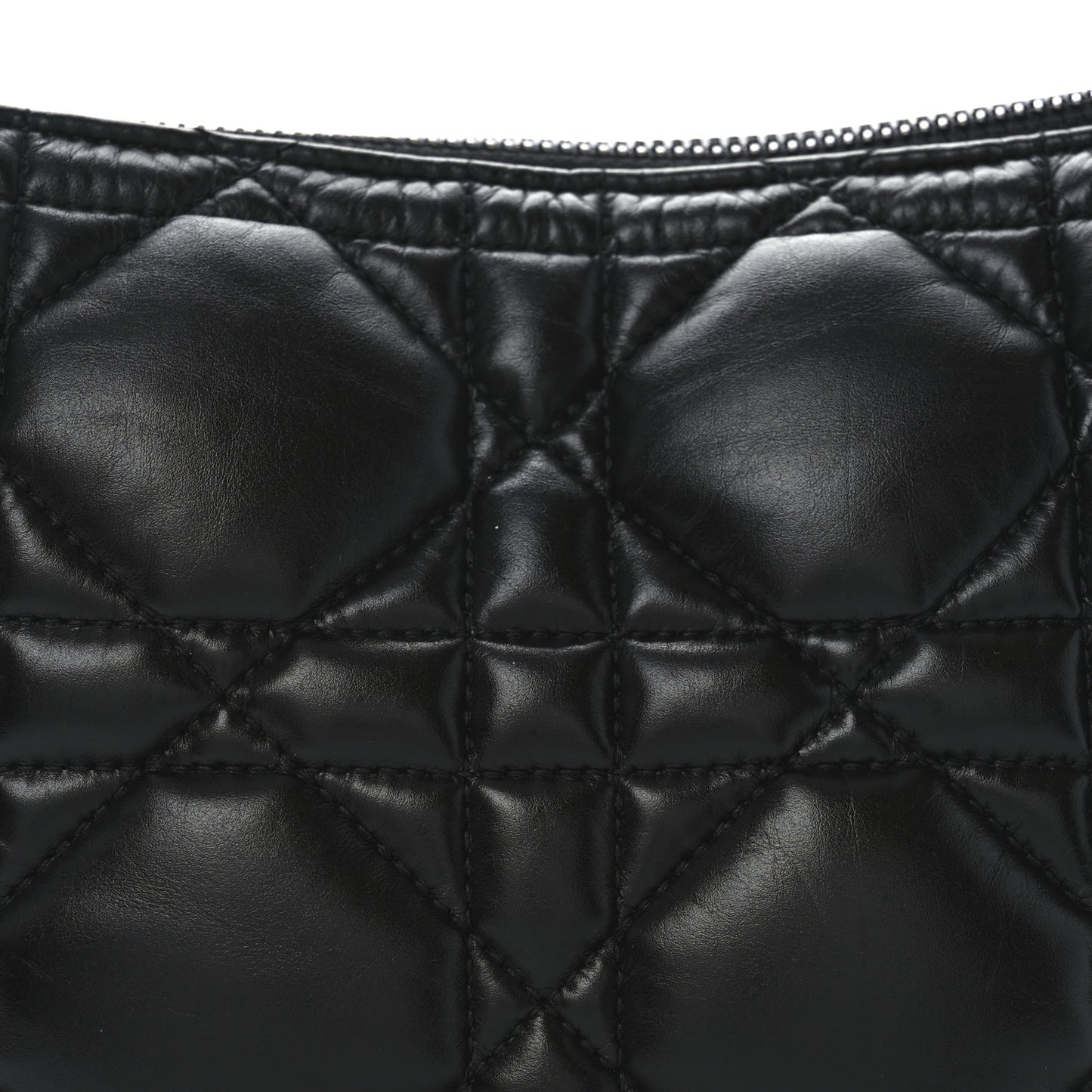 Calfskin Macrocannage Mini Dior Caro Tulip Bag Black