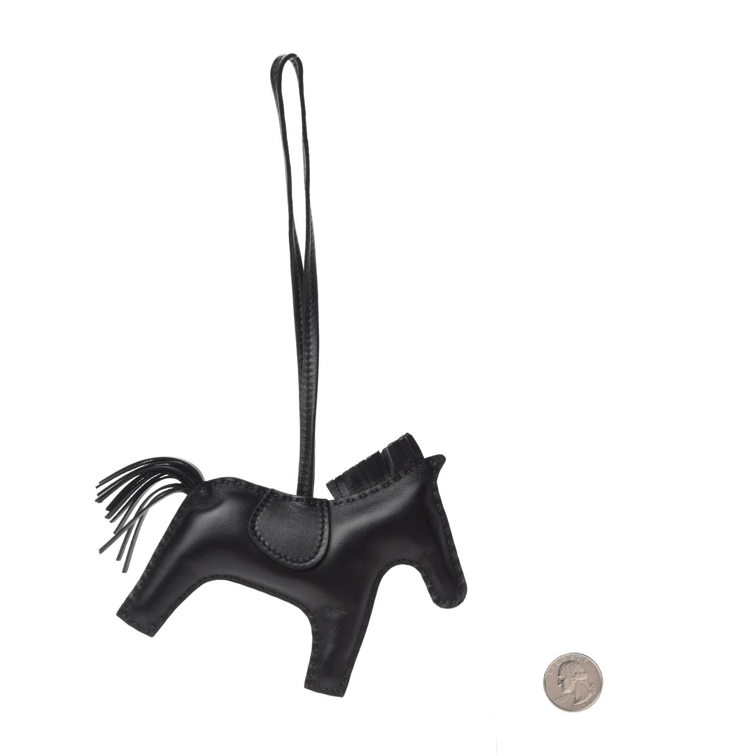 Hermes Milo Lambskin Grigri Rodeo Horse Bag Charm GM So Black 2 of 4