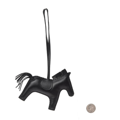 Hermes Milo Lambskin Grigri Rodeo Horse Bag Charm GM So Black 2 of 4