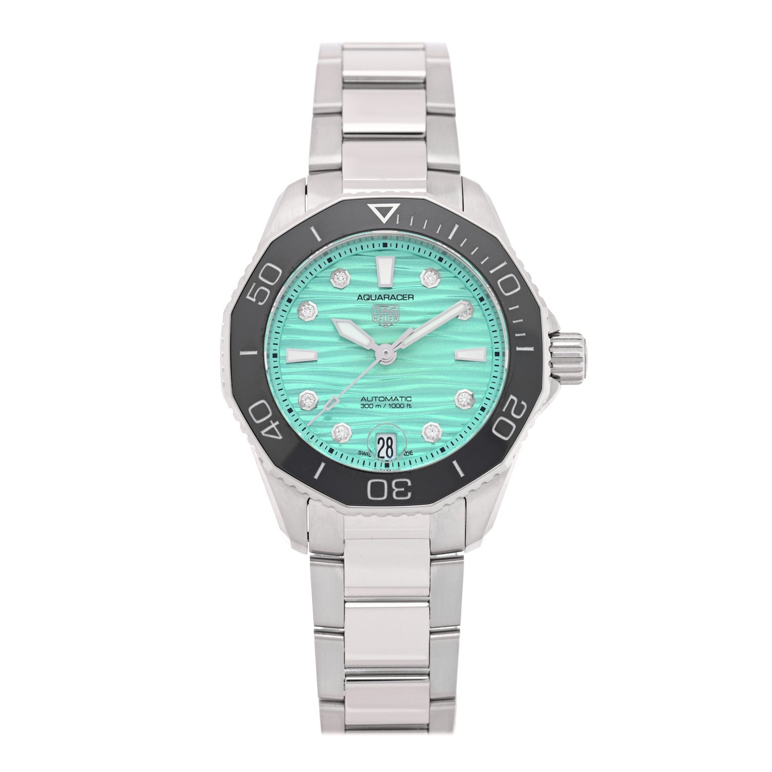 Tag Heuer Stainless Steel Diamond 36mm Aquaracer 300M Automatic Watch Green WBP231K 1 of 5