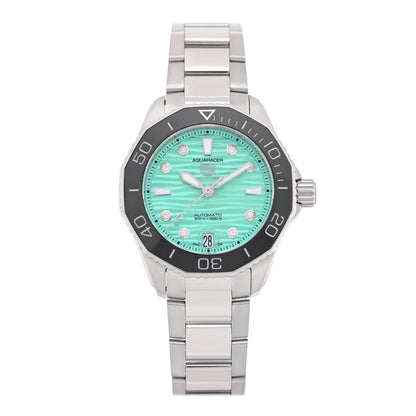 Tag Heuer Stainless Steel Diamond 36mm Aquaracer 300M Automatic Watch Green WBP231K 1 of 5