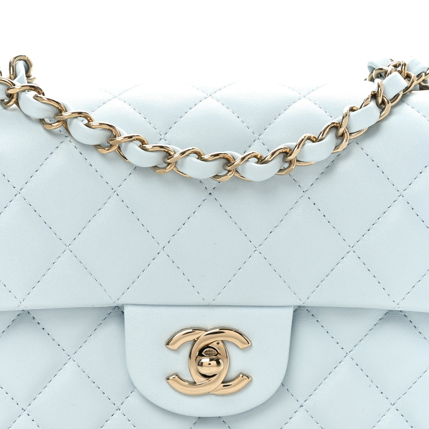 Chanel Lambskin Quilted Mini Rectangular Flap Light Blue 8 of 11