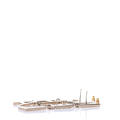 Chanel Metal Cha-Nel Logo Drop Earrings Gold 3 of 5
