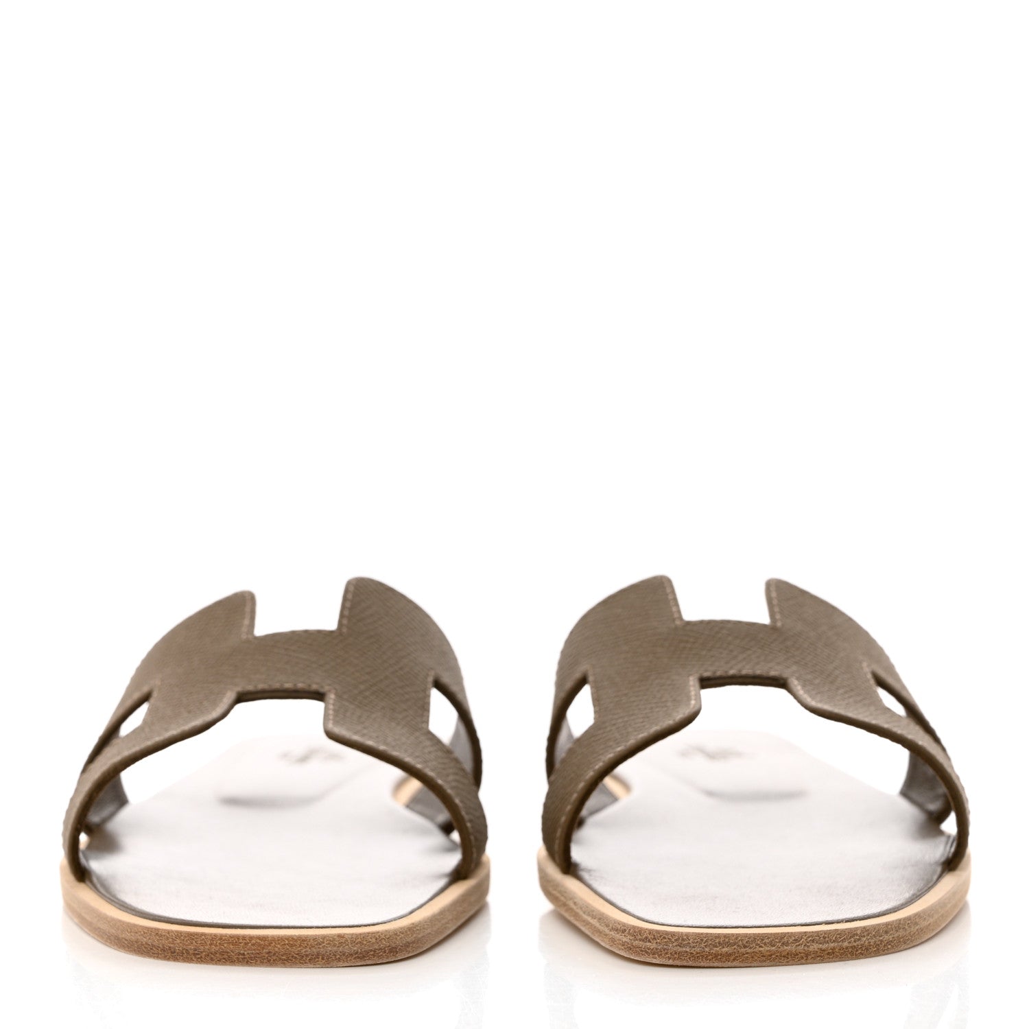 Hermes Epsom Oran Sandals 37.5 Etoupe 2 of 8