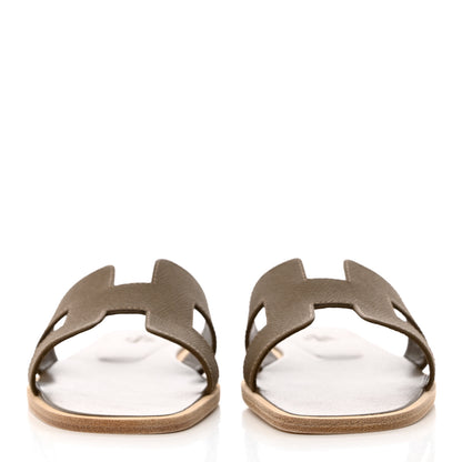 Hermes Epsom Oran Sandals 37.5 Etoupe 2 of 8