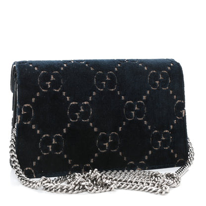 Gucci Velvet GG Monogram Super Mini Dionysus Shoulder Bag Blue Beige Black 2 of 4