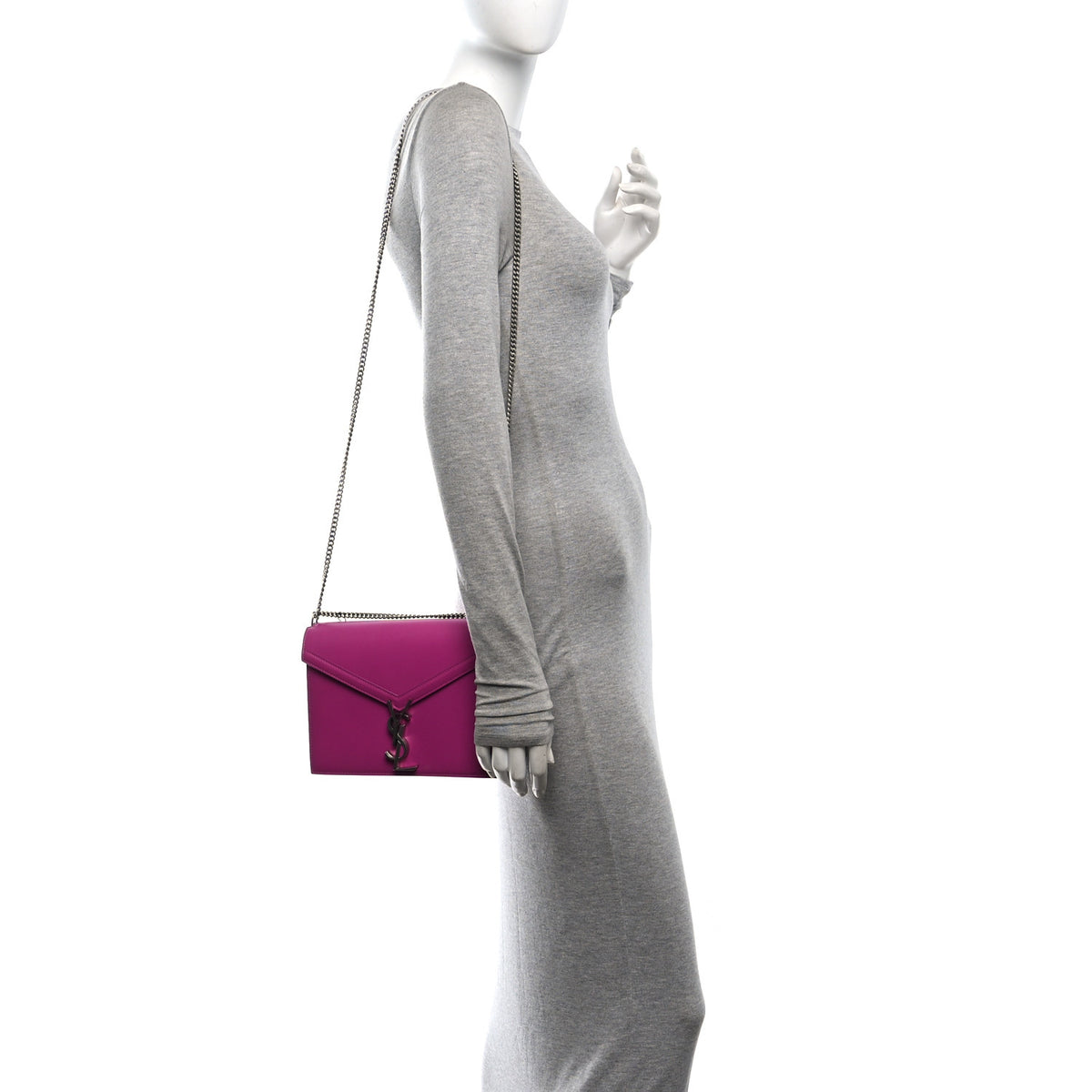 Smooth Calfskin Monogram Cassandra Clasp Bag Electric Fuchsia