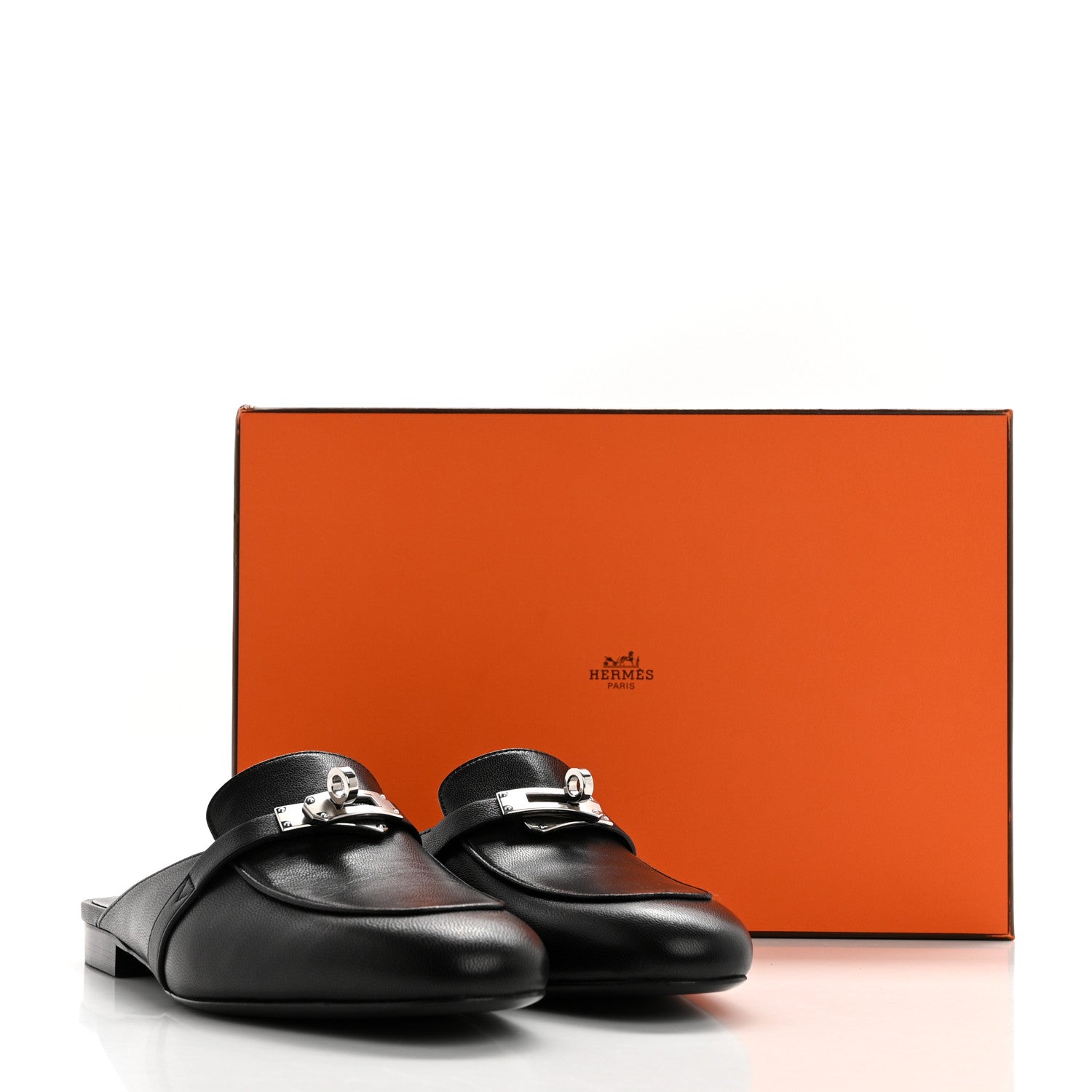 Hermes Goatskin Oz Mules 38 Black 9 of 9