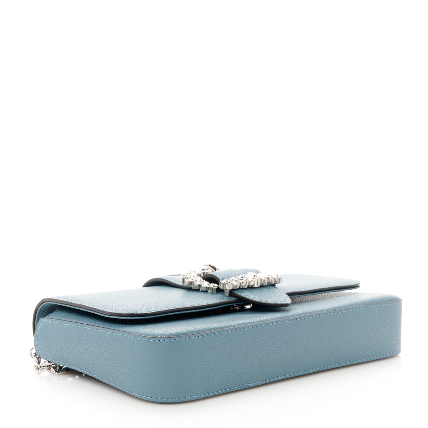 Calfskin Crystal Cheri Wallet on Chain Bag Blue