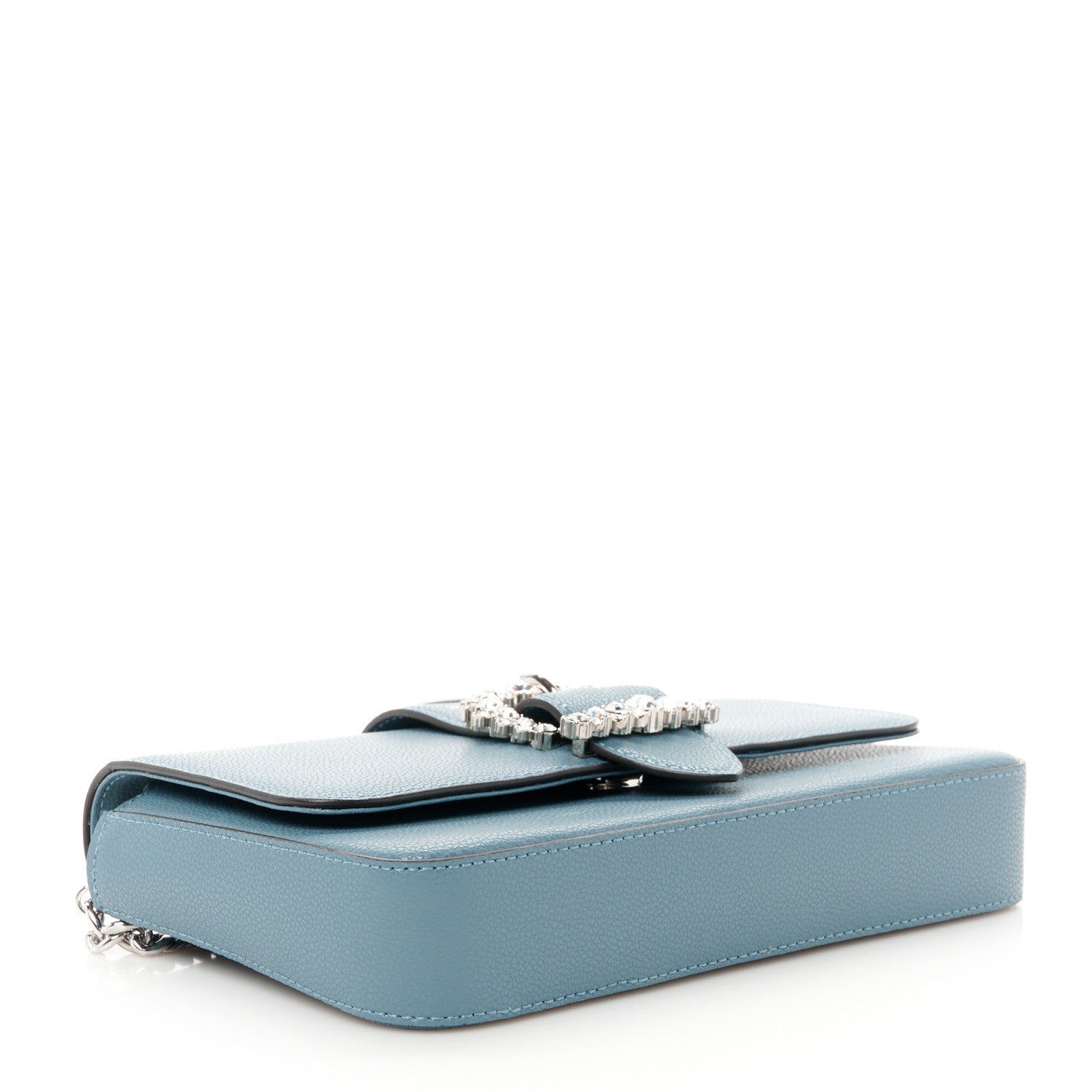 Jimmy Choo Calfskin Crystal Cheri Wallet on Chain Bag Blue 4 of 9