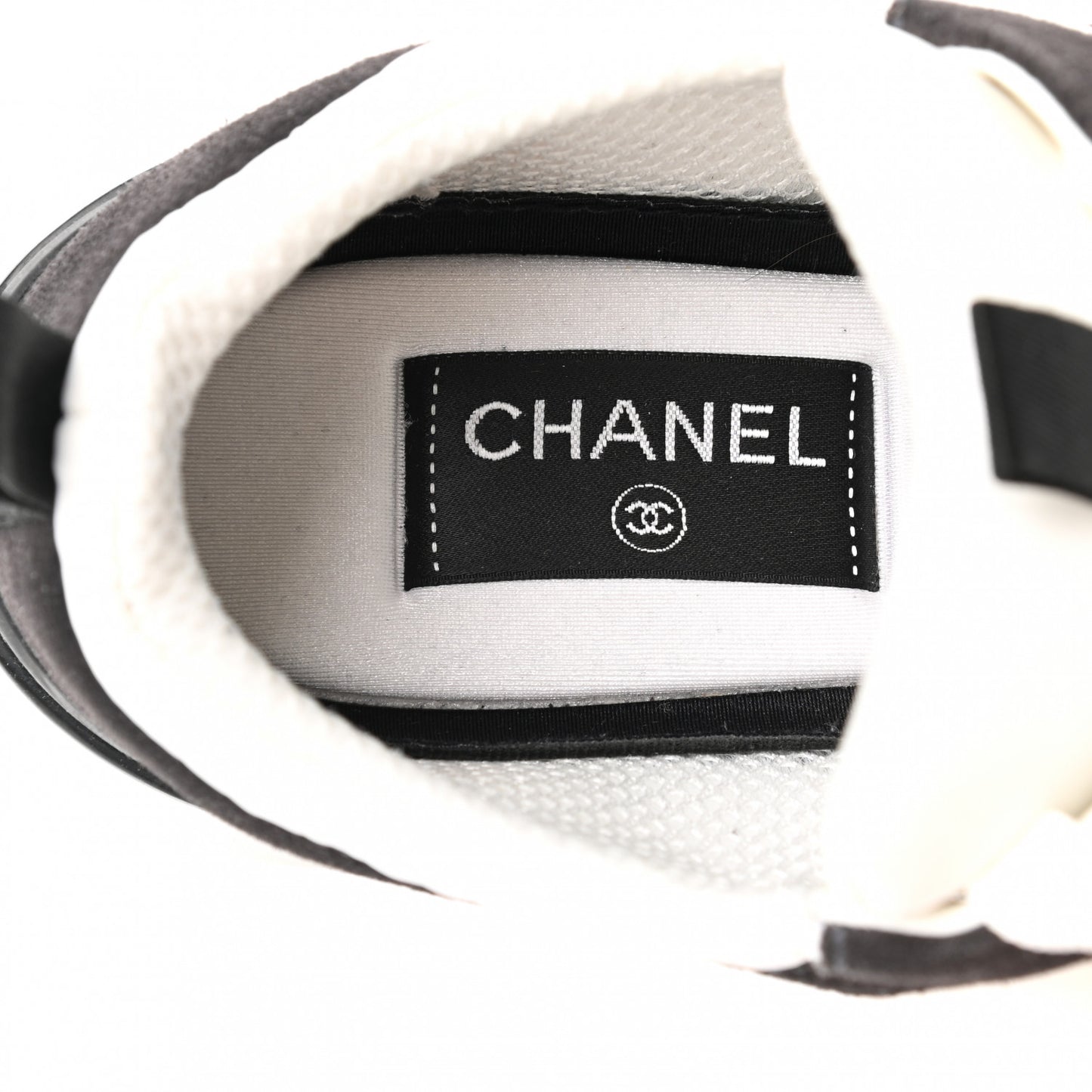 Nylon Suede Calfskin CC Sneakers 39 White Dark Grey