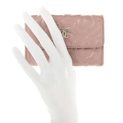 Chanel Goatskin Camellia Embossed Card Holder Wallet Light Pink 2 of 7