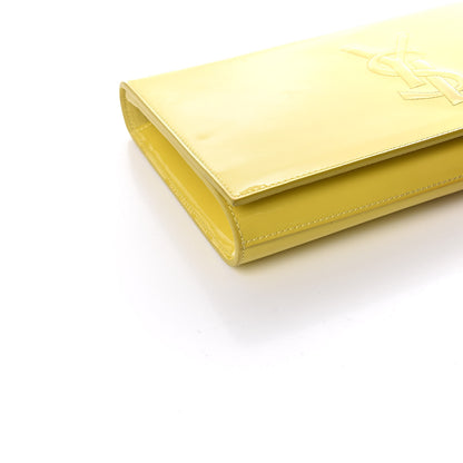 Saint Laurent Patent Calfskin Monogram Large Belle De Jour Clutch Yellow 10 of 17
