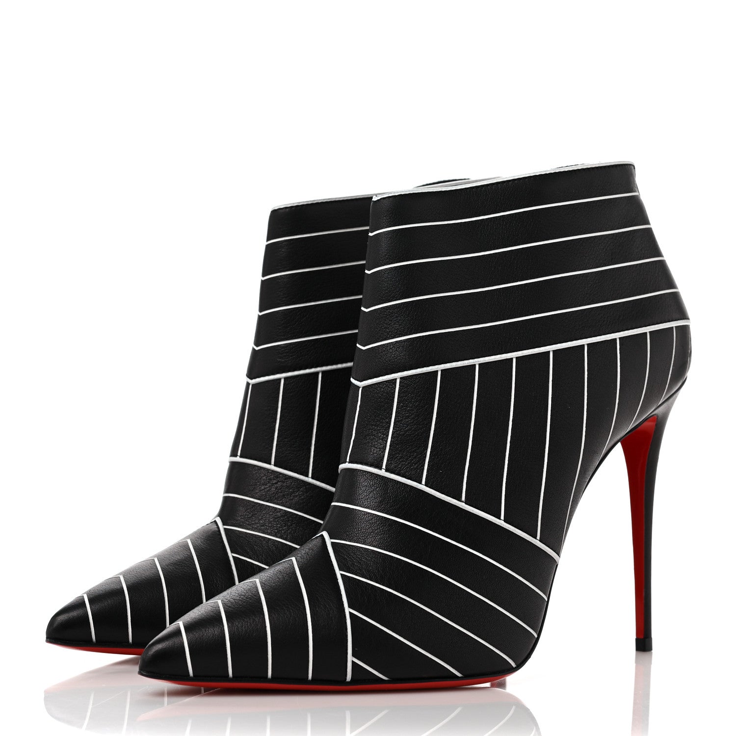 Christian Louboutin Calfskin Josselyn 100 Booties 41 Black White 3 of 11