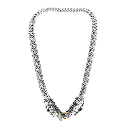 John Hardy Sterling Silver 18K Yellow Gold Blue Sapphire Legends Naga Dragon Head Necklace 3 of 4