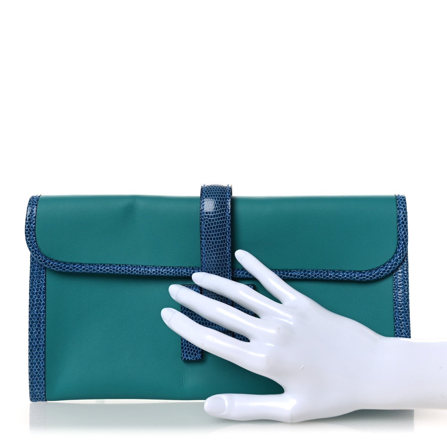 Hermes Swift Lizard Jige Elan Touch 29 Clutch Bleu Paon Mykonos