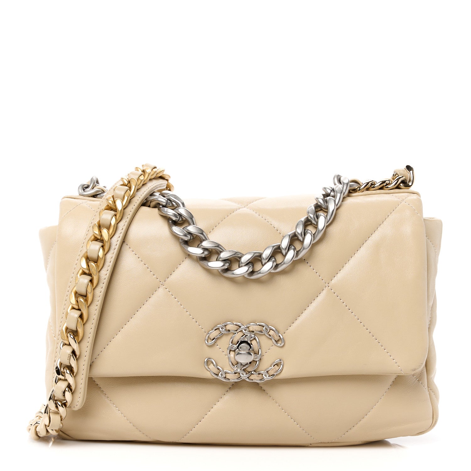 Chanel Lambskin Quilted Medium Chanel 19 Flap Light Beige 1 of 11