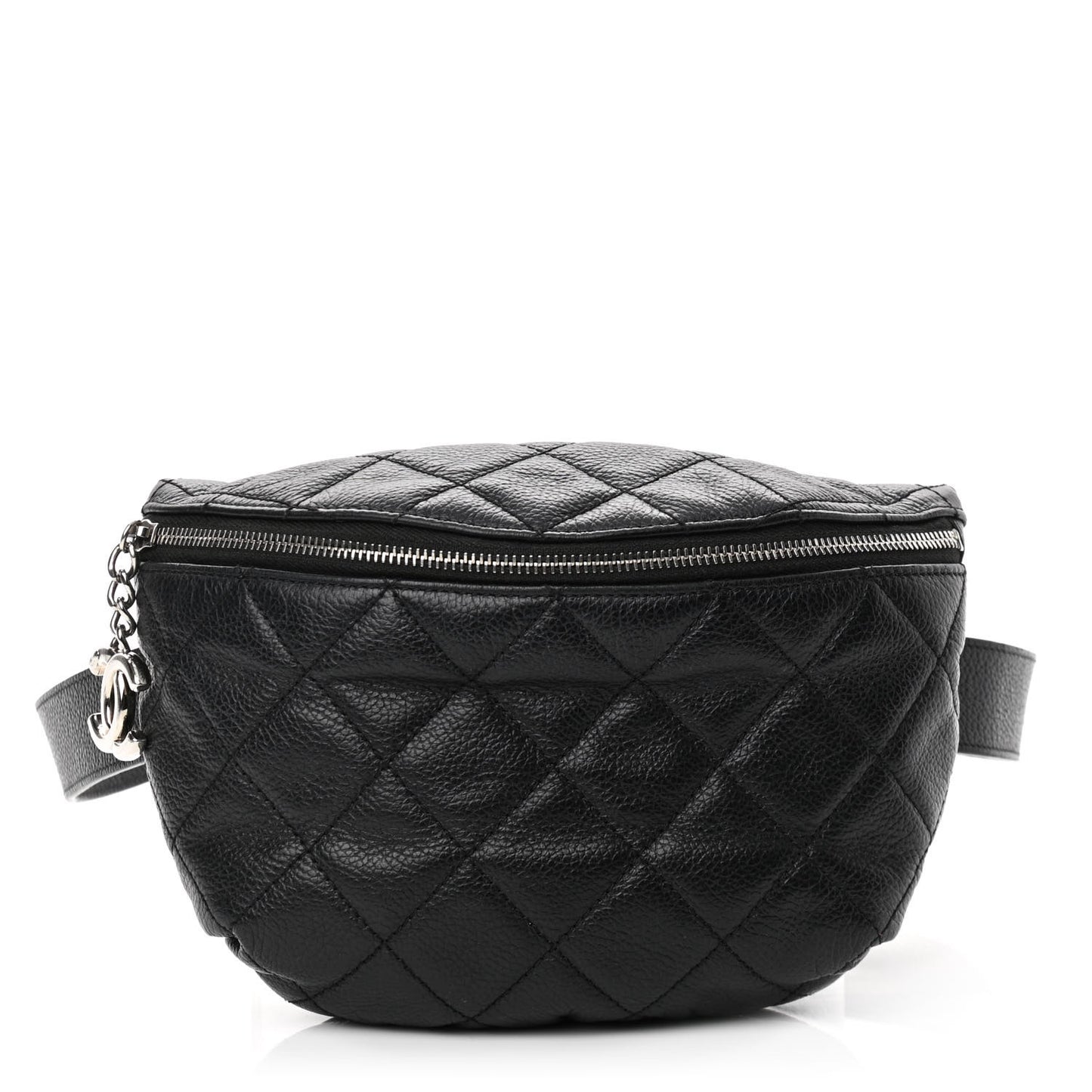 Grained Calfskin Quilted Waist Belt Bag Black