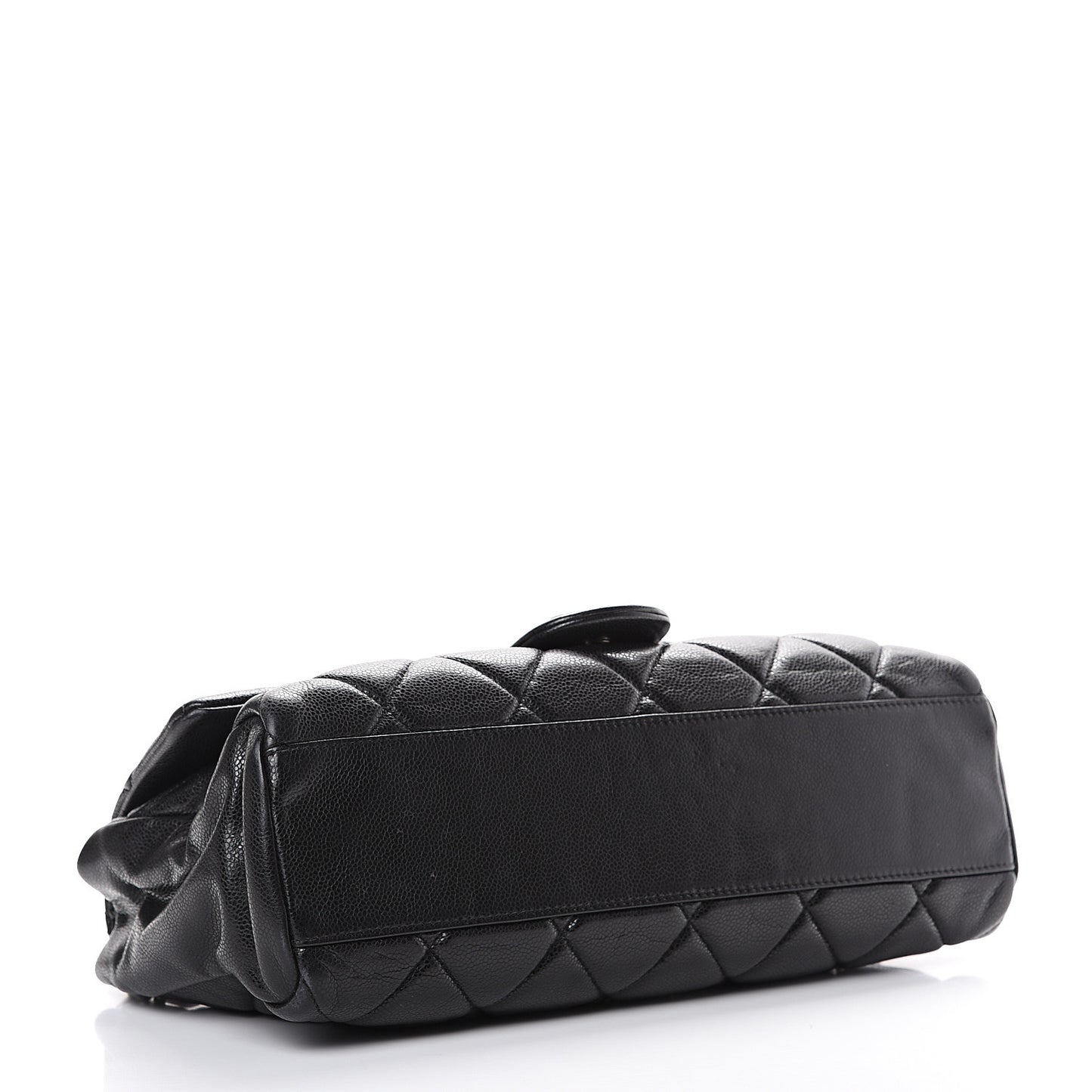 Glazed Caviar Medium Nature Flap Bag Black