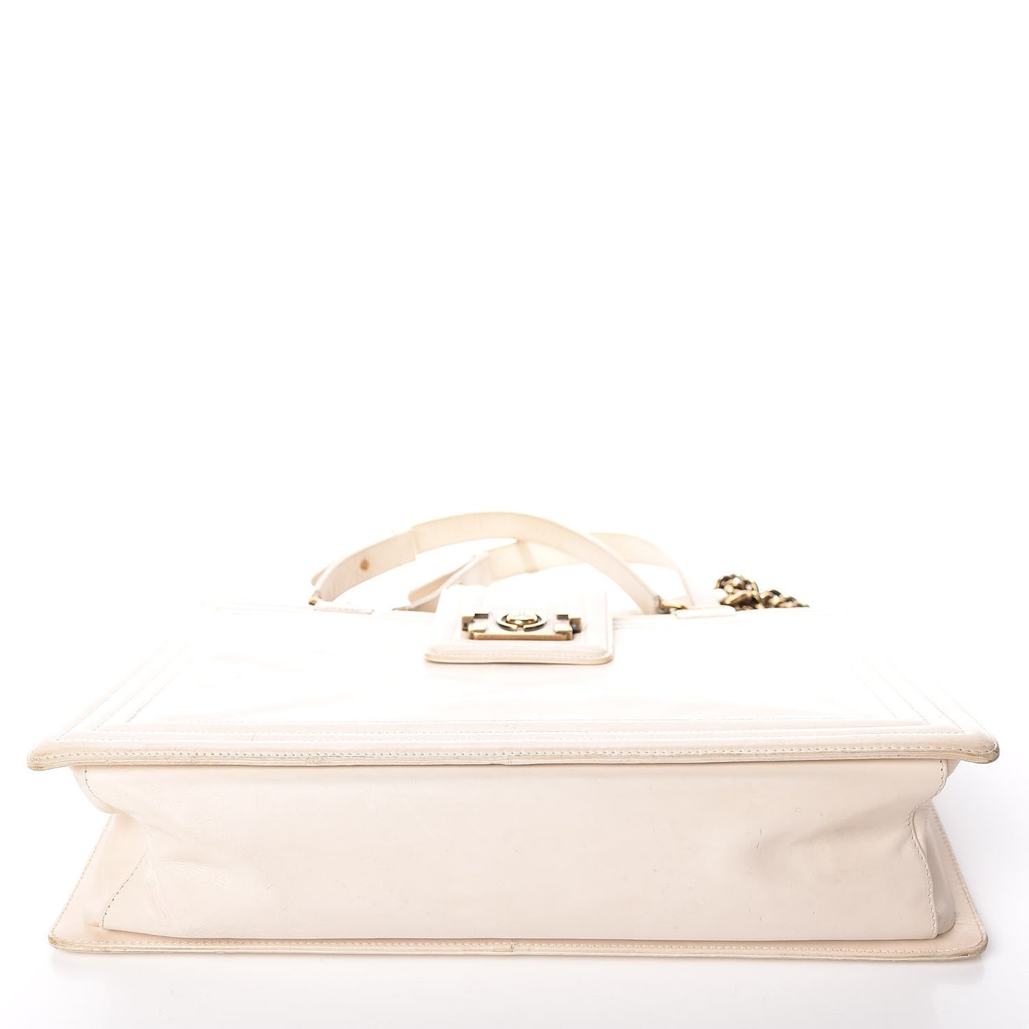 Glazed Calfskin Boy Tote White