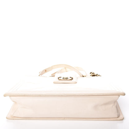 Chanel Glazed Calfskin Boy Tote White 15 of 23