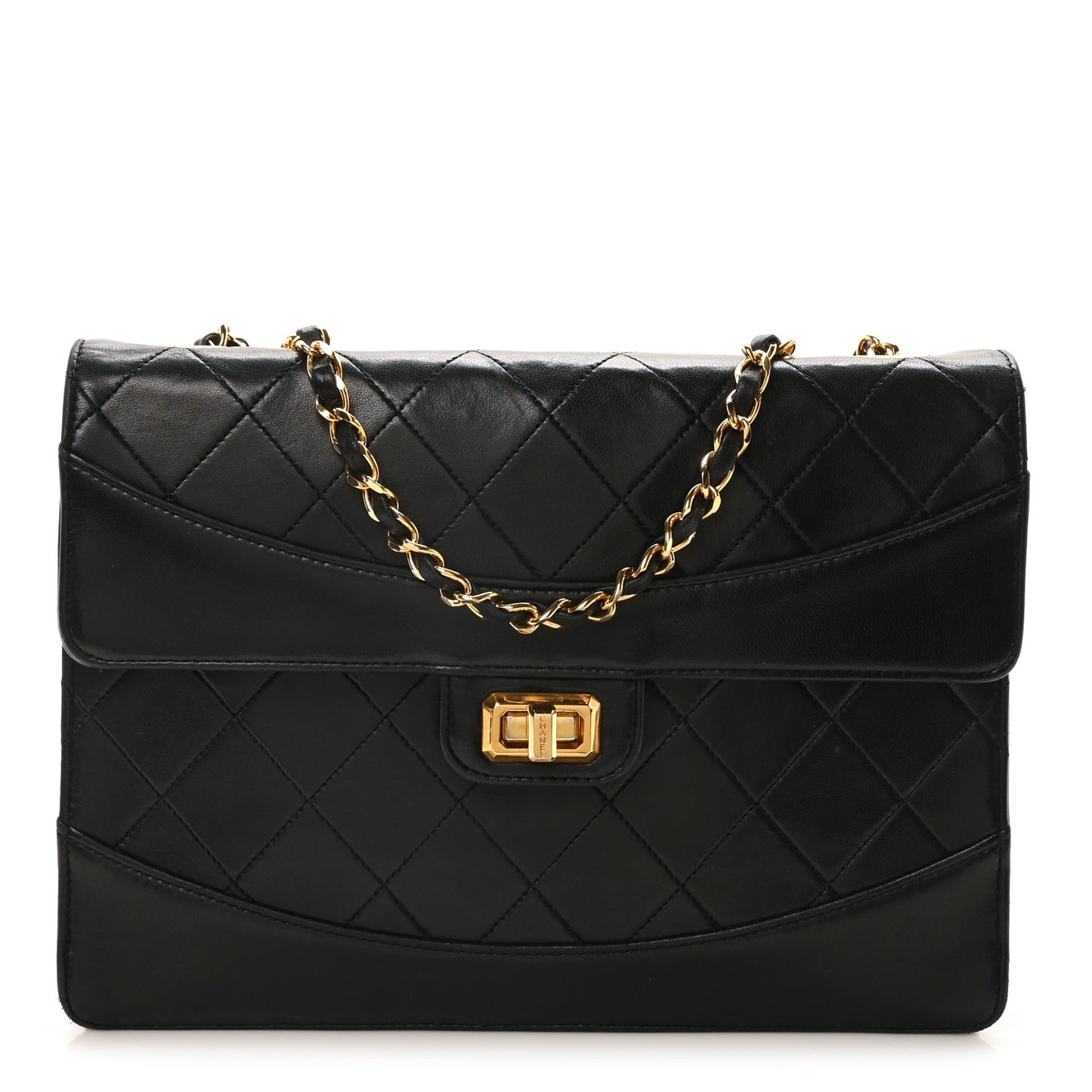 Lambskin Quilted Medium Mademoiselle Single Flap Black