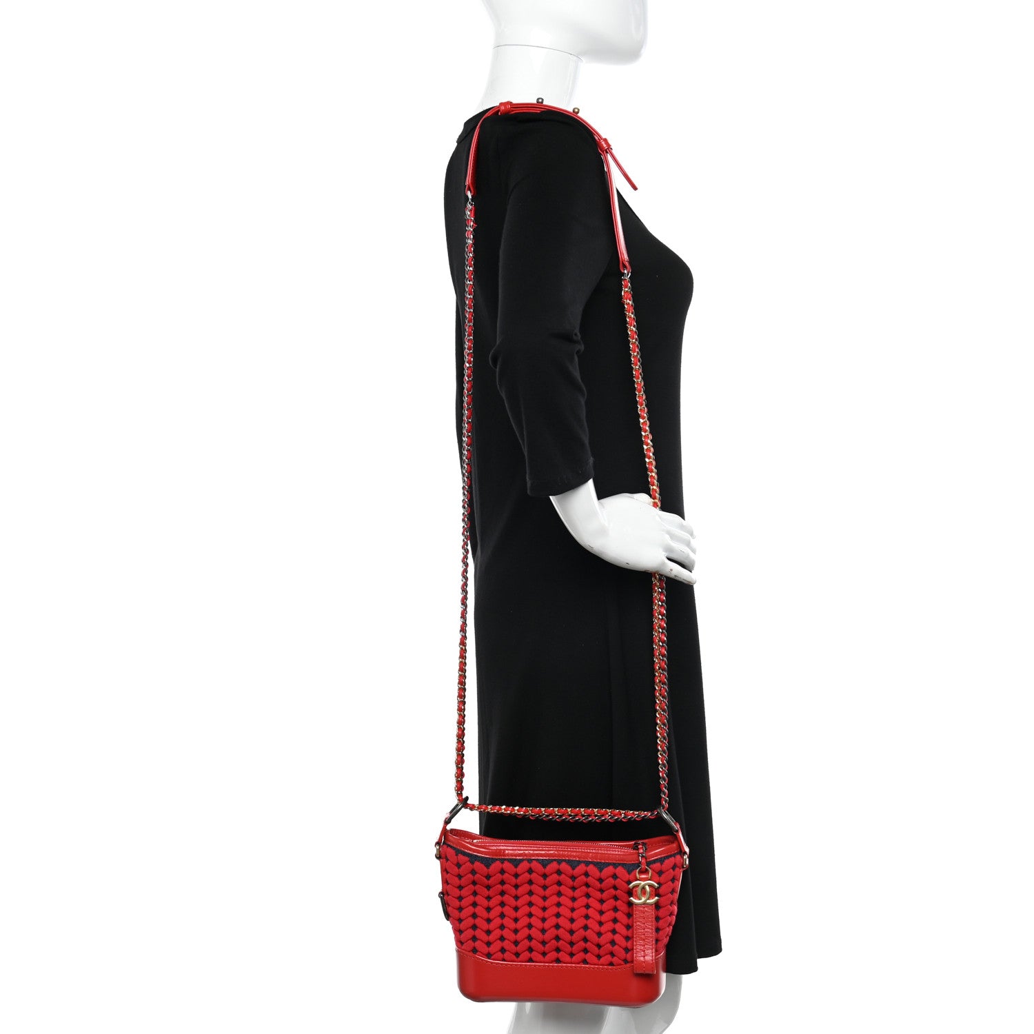 Chanel Wool Calfskin Small Gabrielle Hobo Red 2 of 10