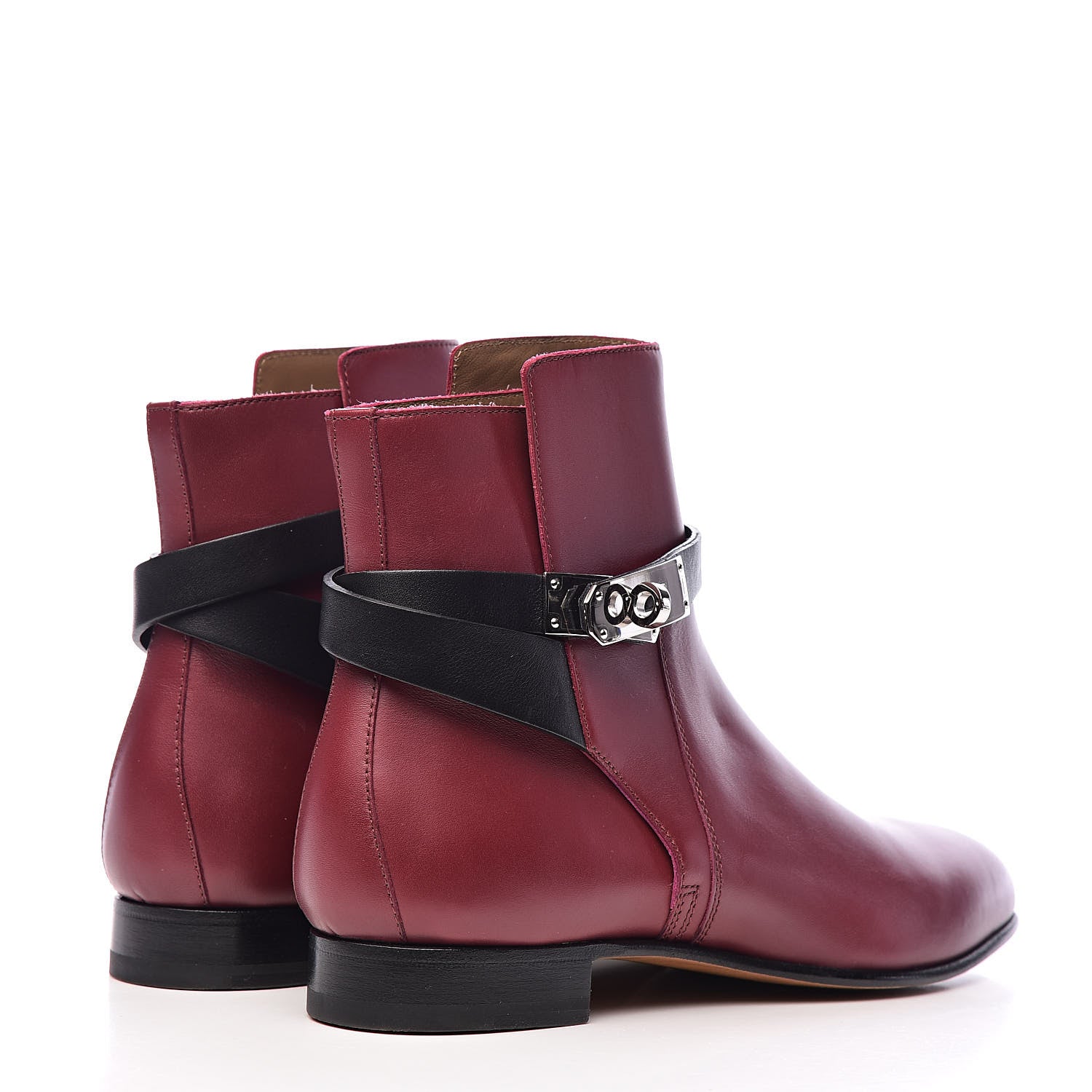 Hermes Calfskin Neo Low Boots 38.5 Carmin Black 4 of 12