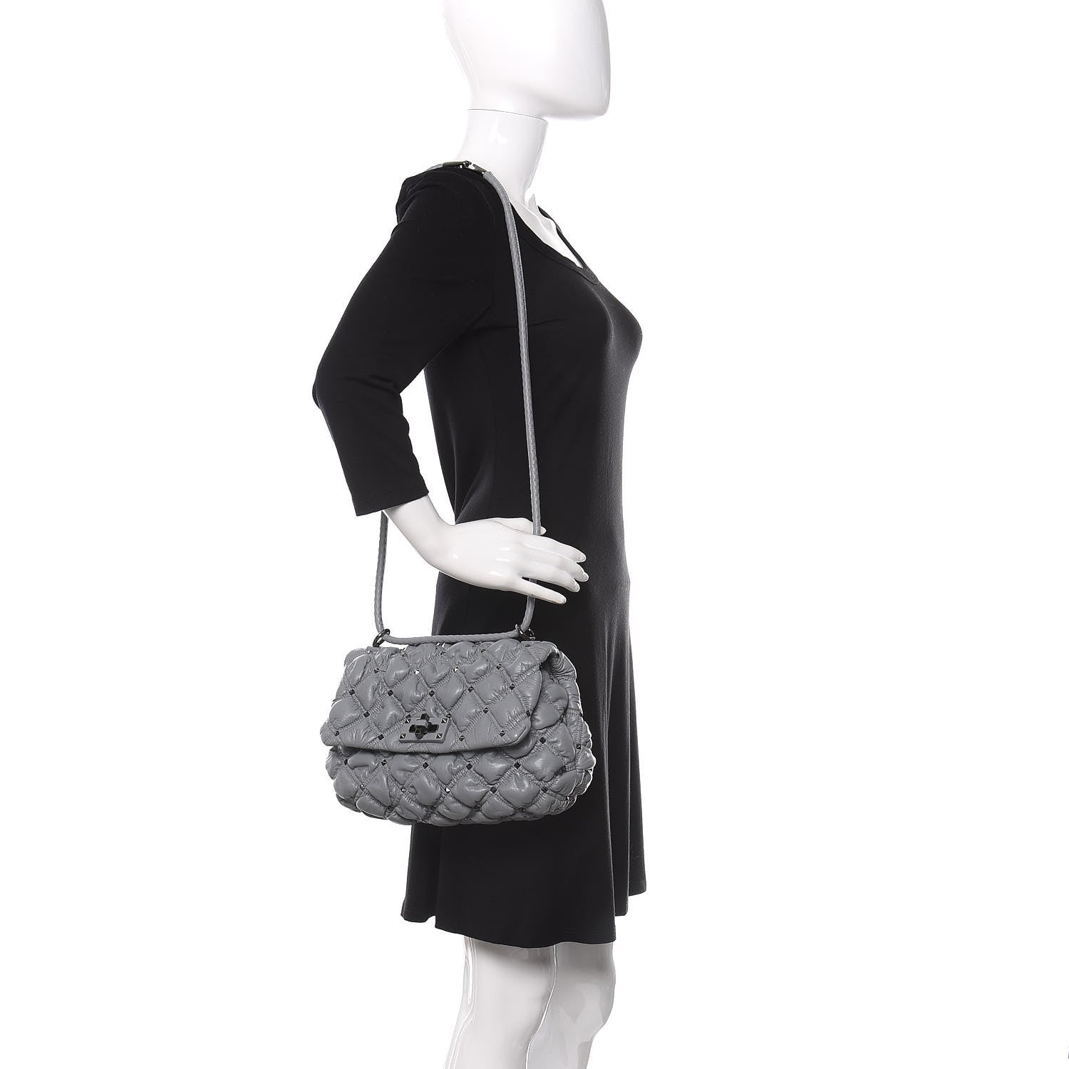 Valentino Garavani Nappa Medium Spikeme Shoulder Bag Nuage 2 of 9