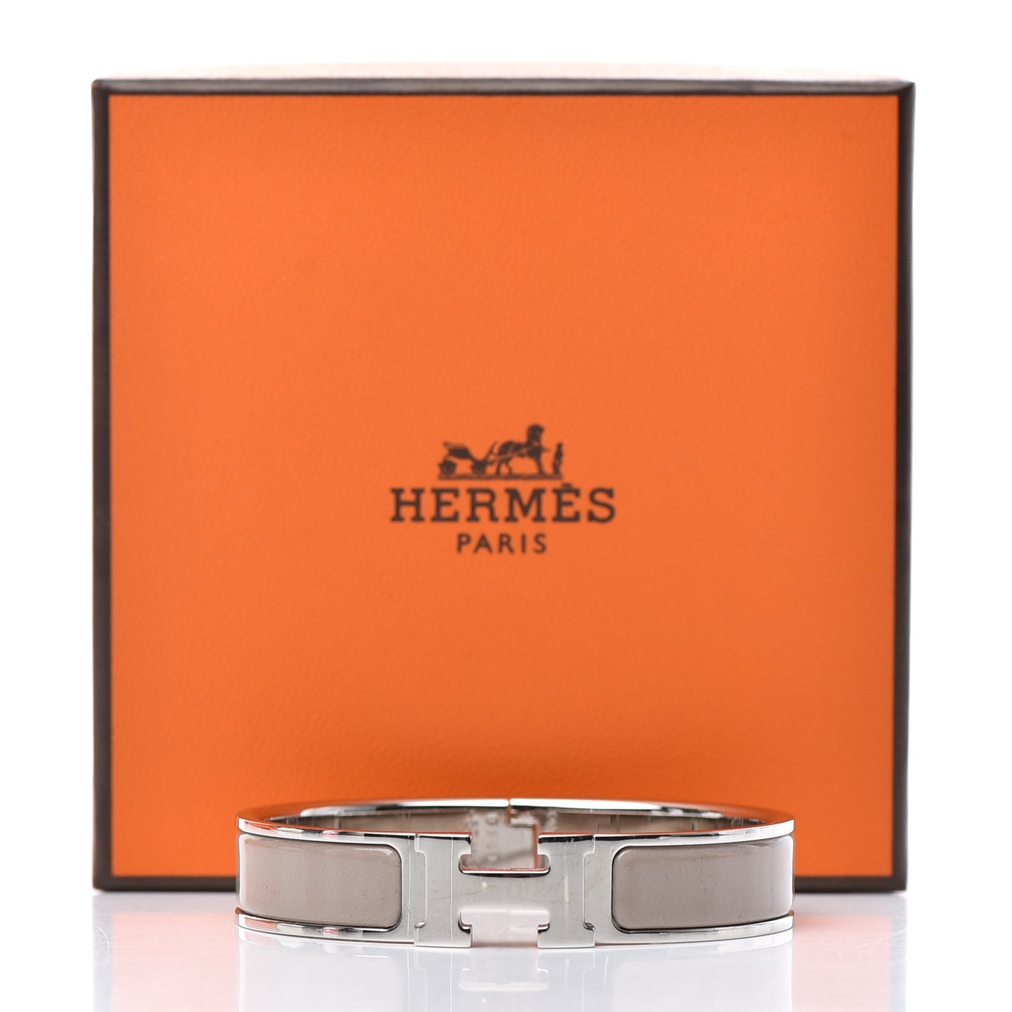 Enamel Narrow Clic Clac H Bracelet PM Marron Glace