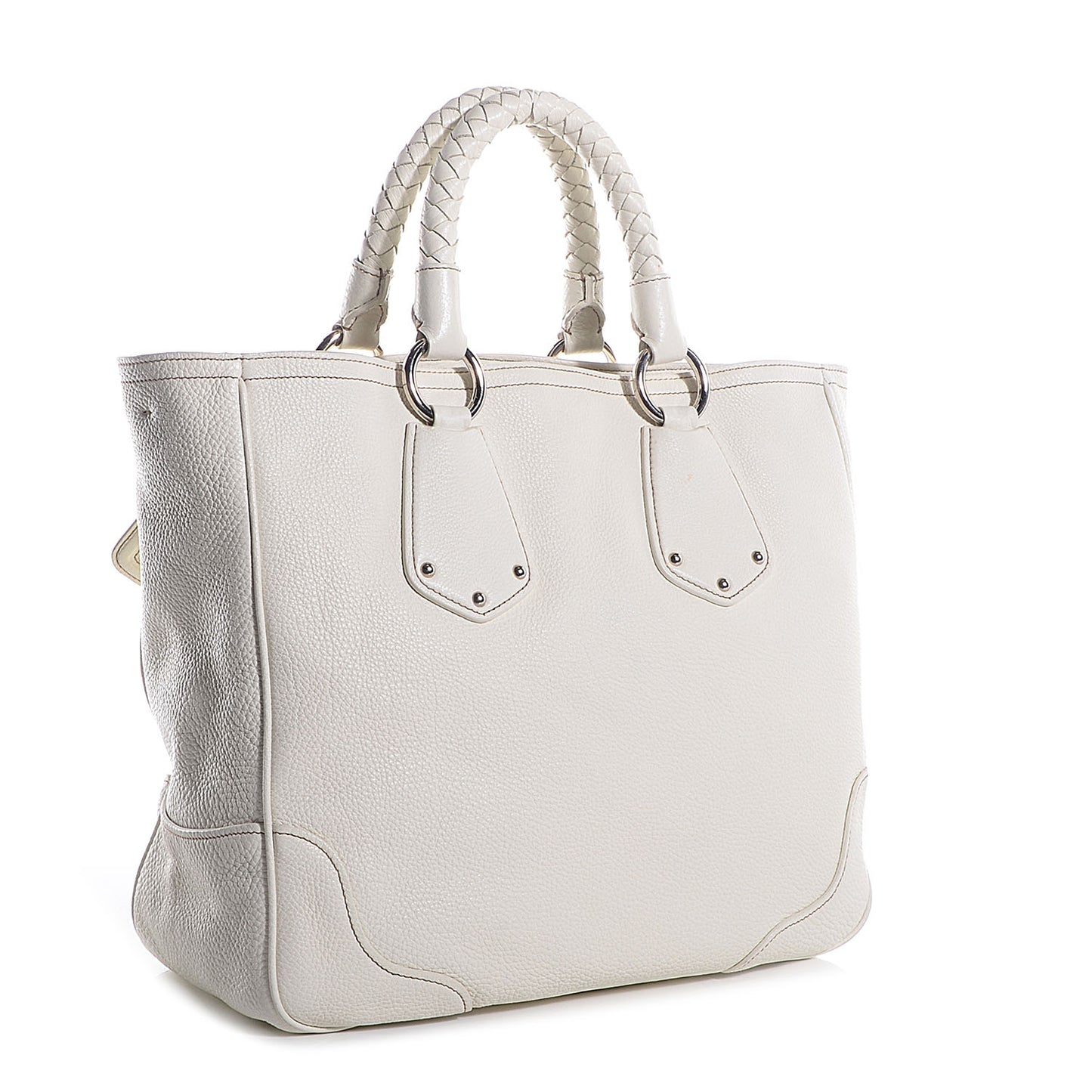 Vitello Daino Braided Tote Bianco